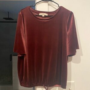 LOFT Ann Taylor, Medium, Maroon Top, Velvet 3/4 Sleeve